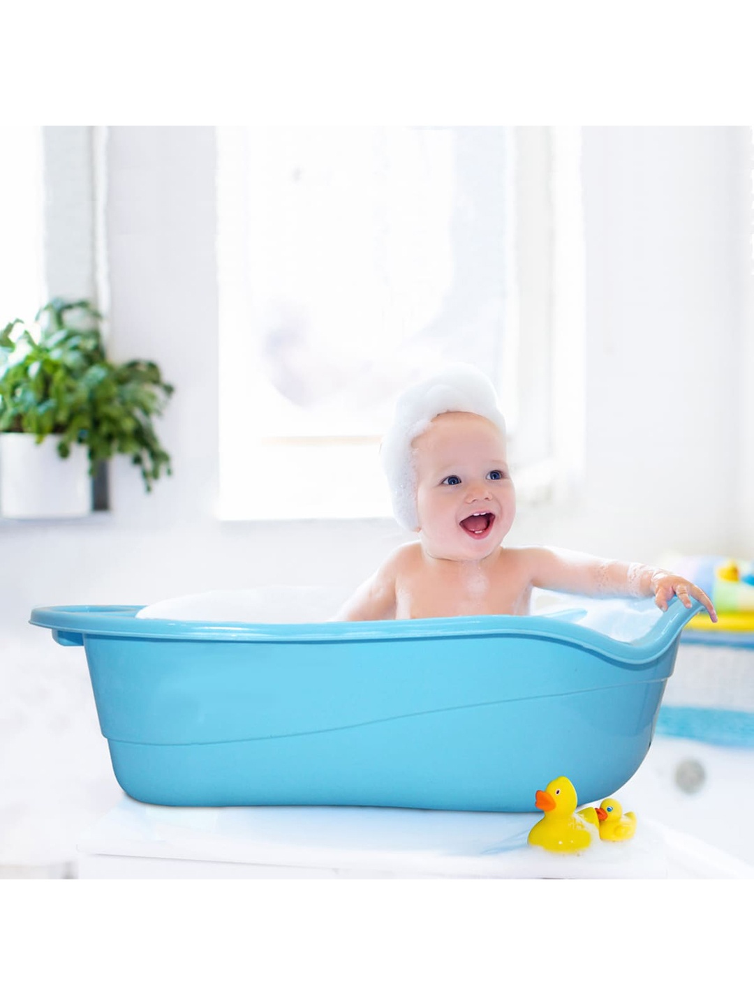 

Born Babies Infant Kids Bathtub with Anti-Slip Base with Smooth Edges, Blue