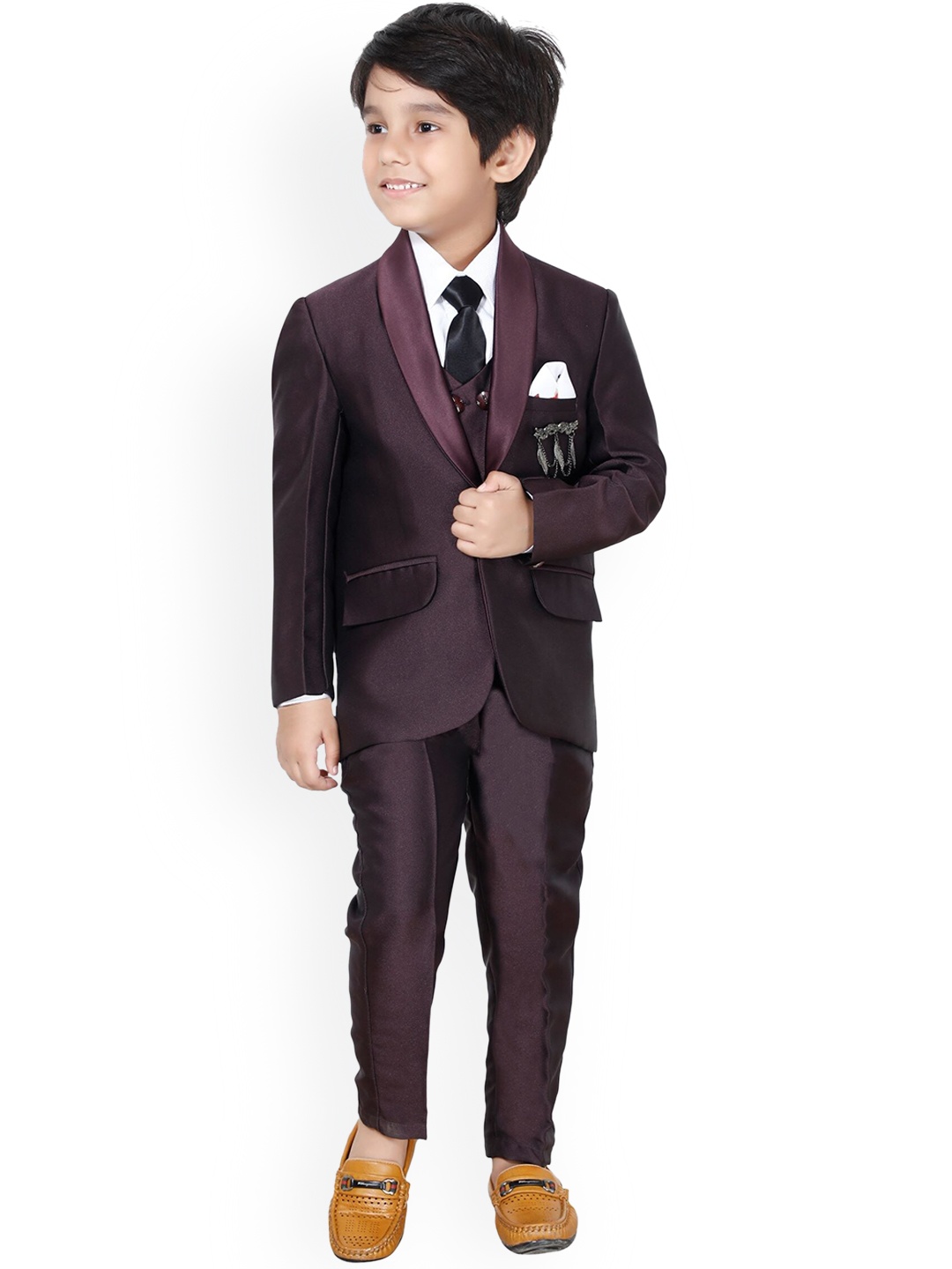 

DKGF FASHION Boys Red Solid 4 Piece Suits