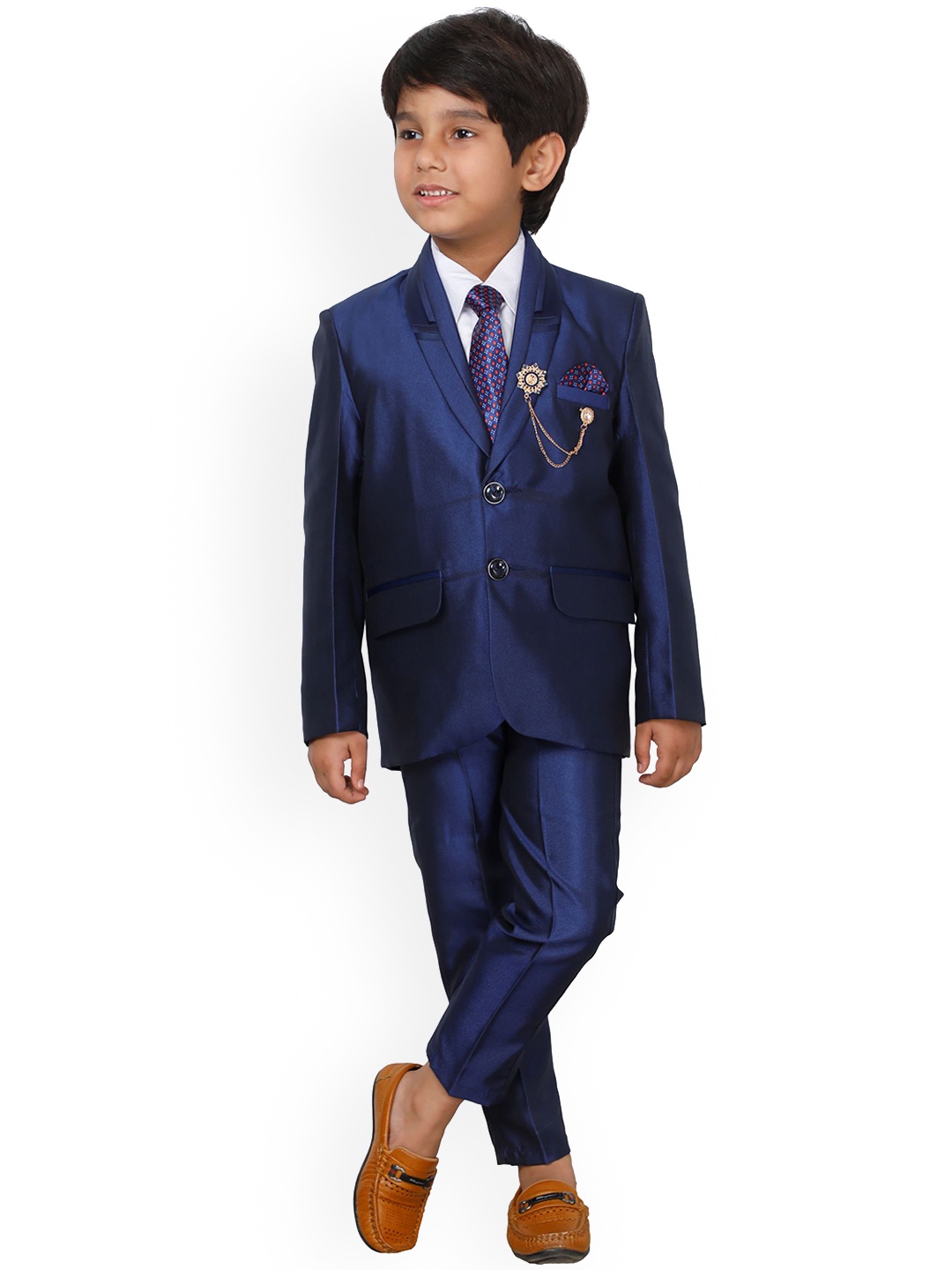 

DKGF FASHION Boys Navy Blue 4-Piece Suit