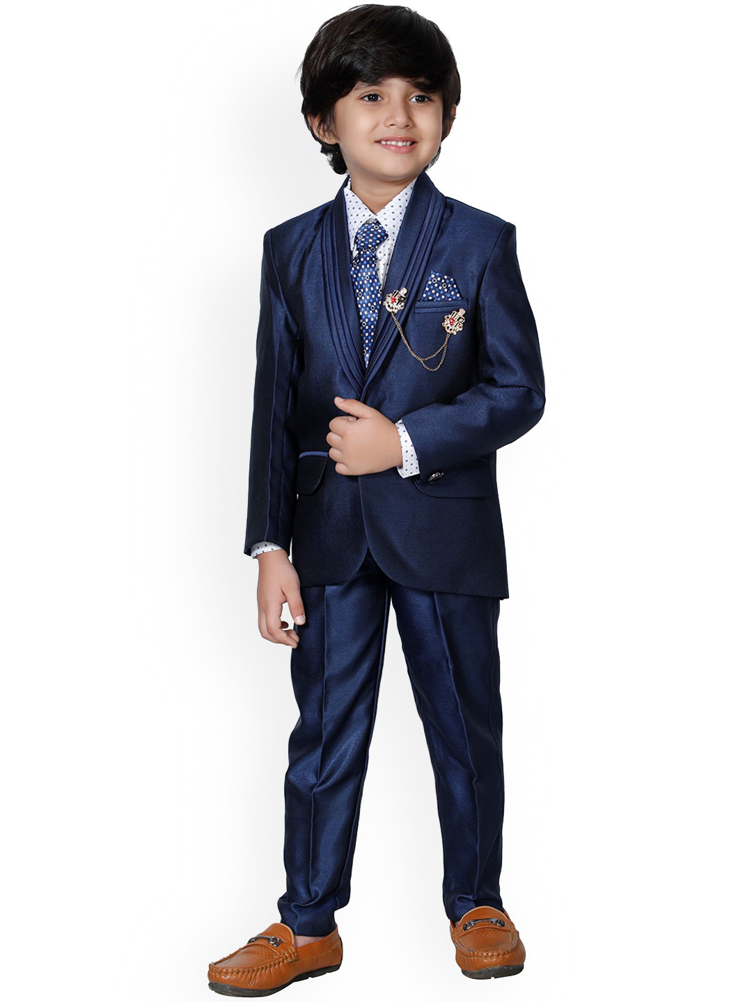 

DKGF FASHION Boys Navy Blue 4 Piece Suit