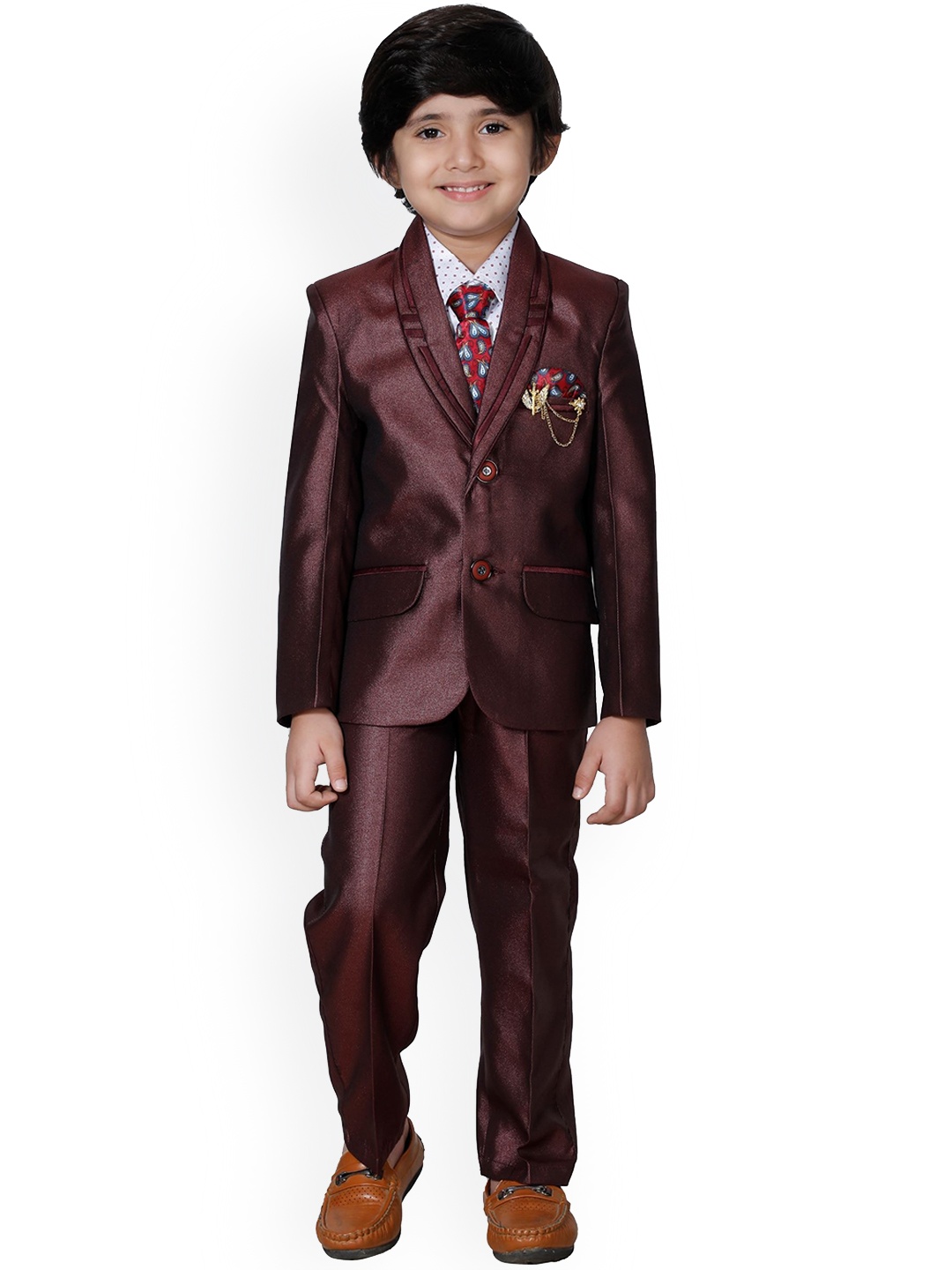 

DKGF FASHION Boys Maroon Suits