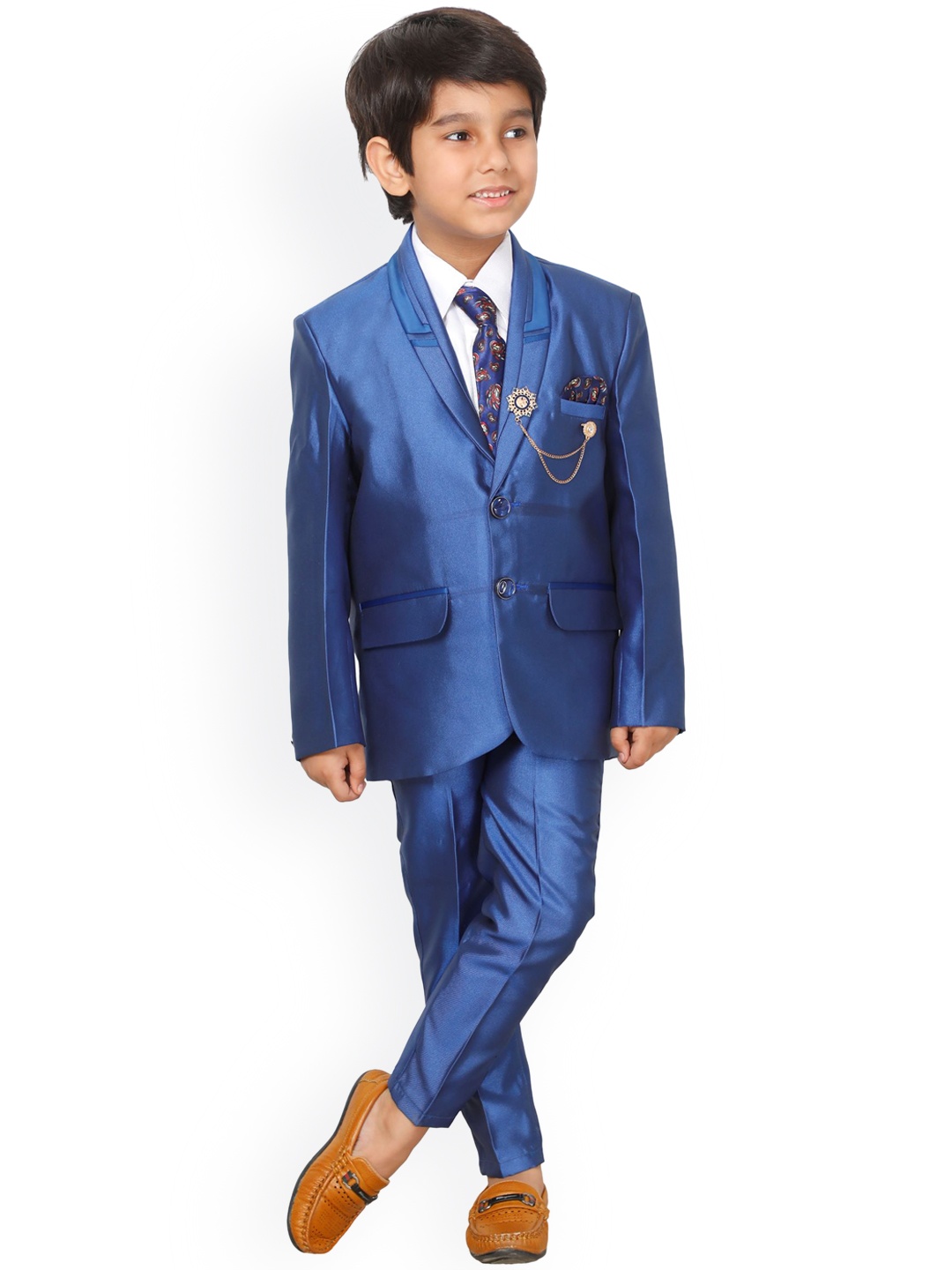

DKGF FASHION Boys Blue 4-Piece Suit