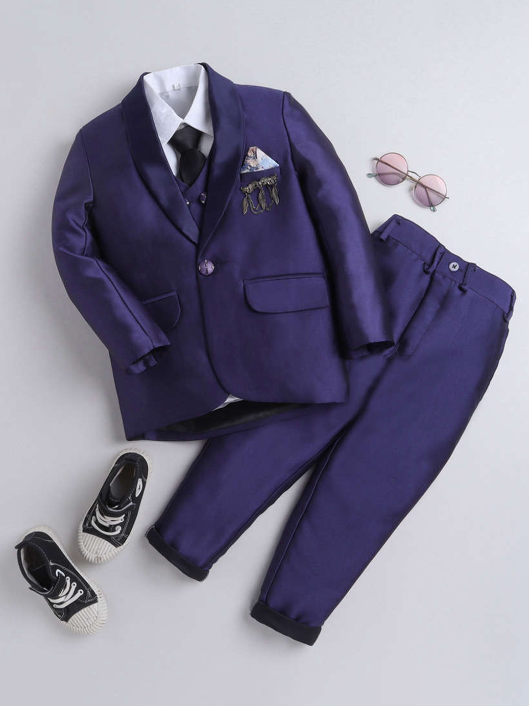 

DKGF FASHION Boys Purple Regular Fit 5-piece Suit