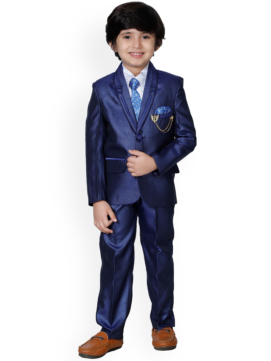 

DKGF FASHION Boys Blue Regular Fit 4pc Suit