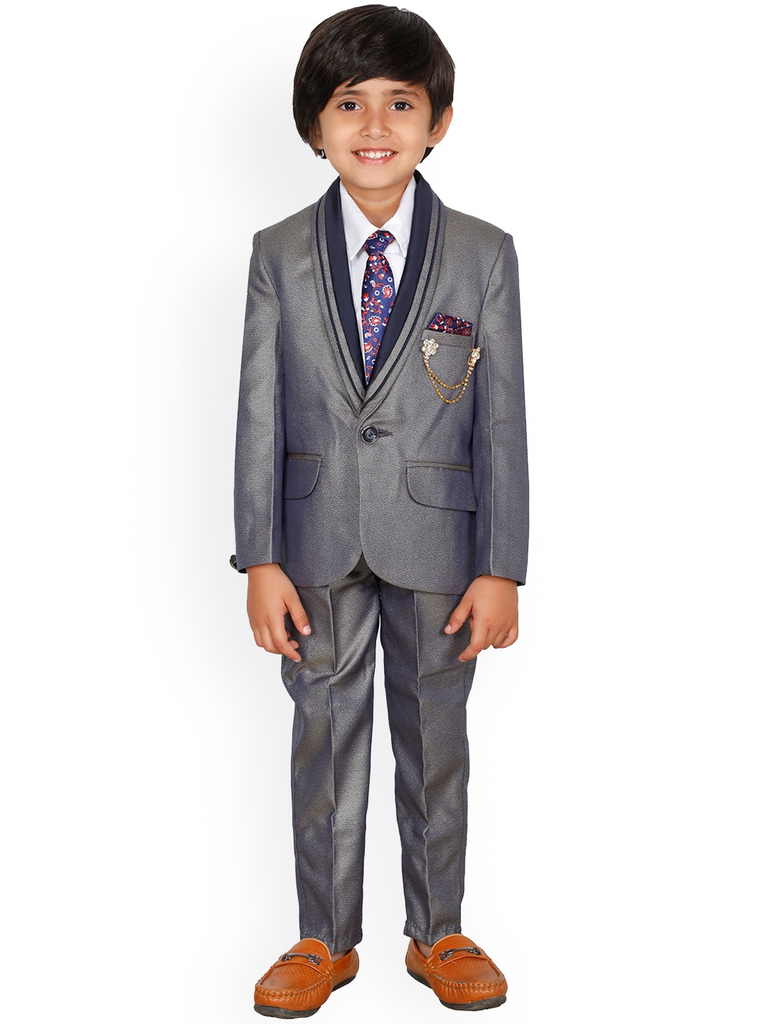 

DKGF FASHION Boys Navy Blue 4 Piece Suit