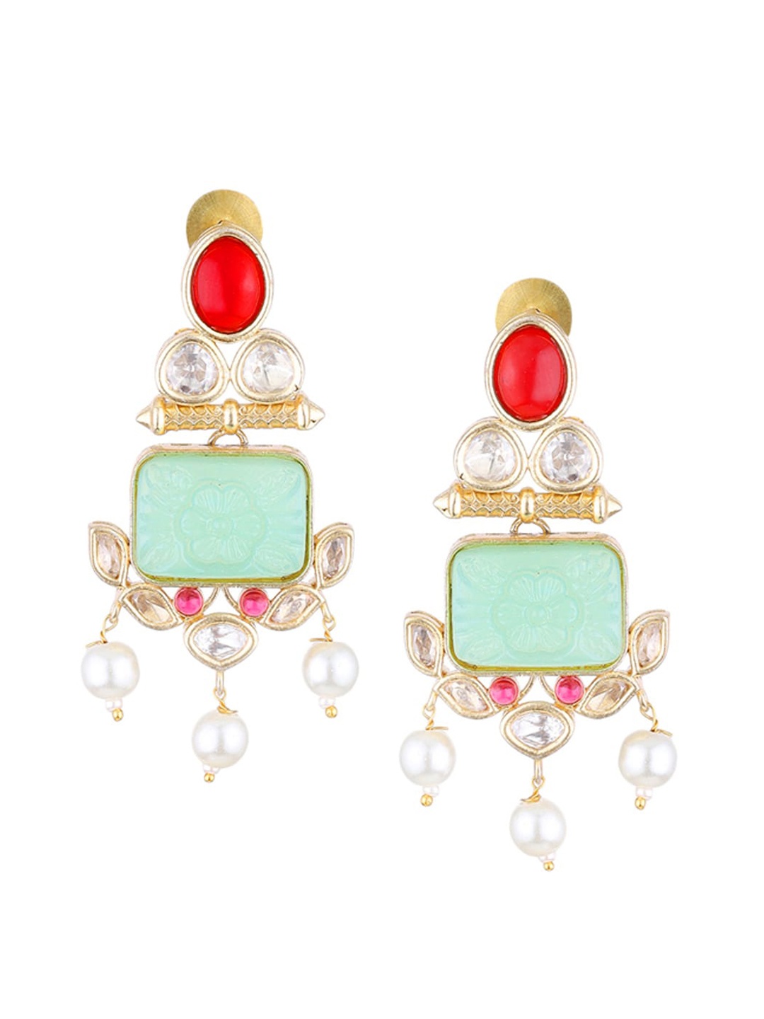 

Runjhun Green Contemporary Drop Earrings