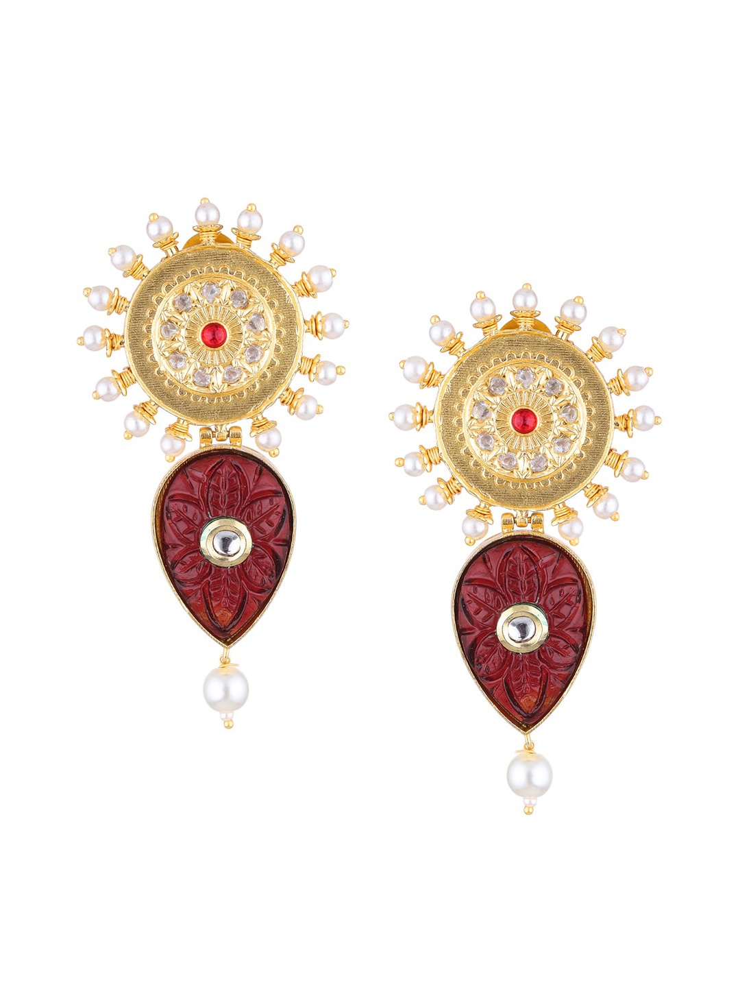 

Runjhun Maroon Contemporary Drop Earrings