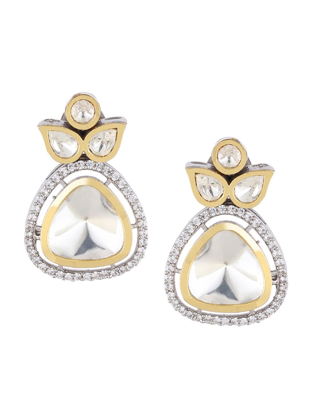 

Runjhun Silver-Toned Contemporary Studs Earrings