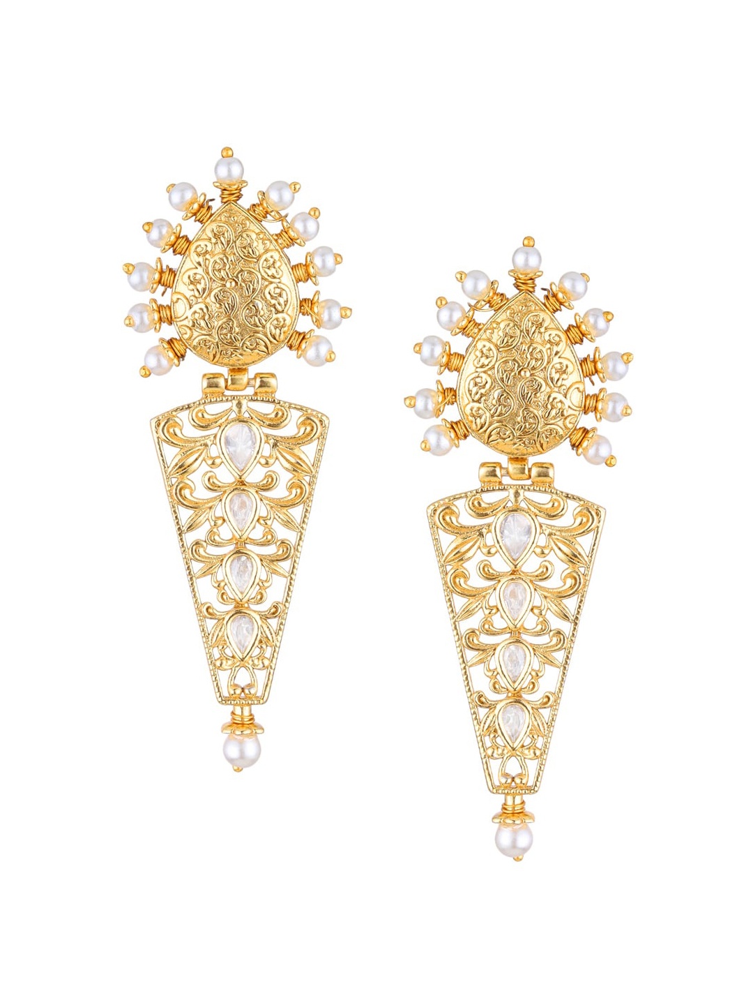 

Runjhun Gold-Toned Contemporary Drop Earrings