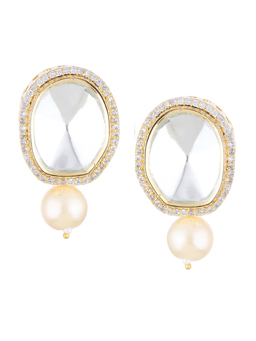 

Runjhun Gold-Toned Contemporary Drop Earrings