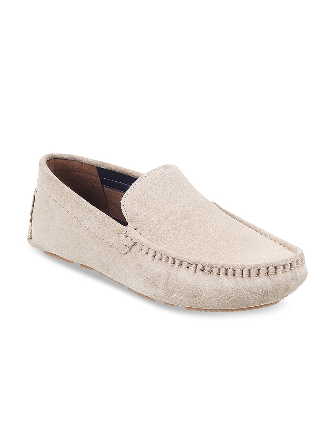 

Mochi Men Tan Perforations Suede Loafers