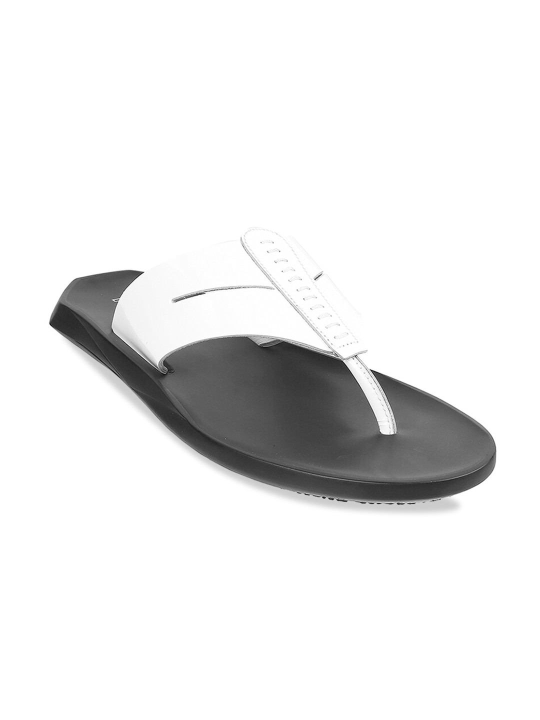 

Mochi Men White & Black Leather Comfort Sandals