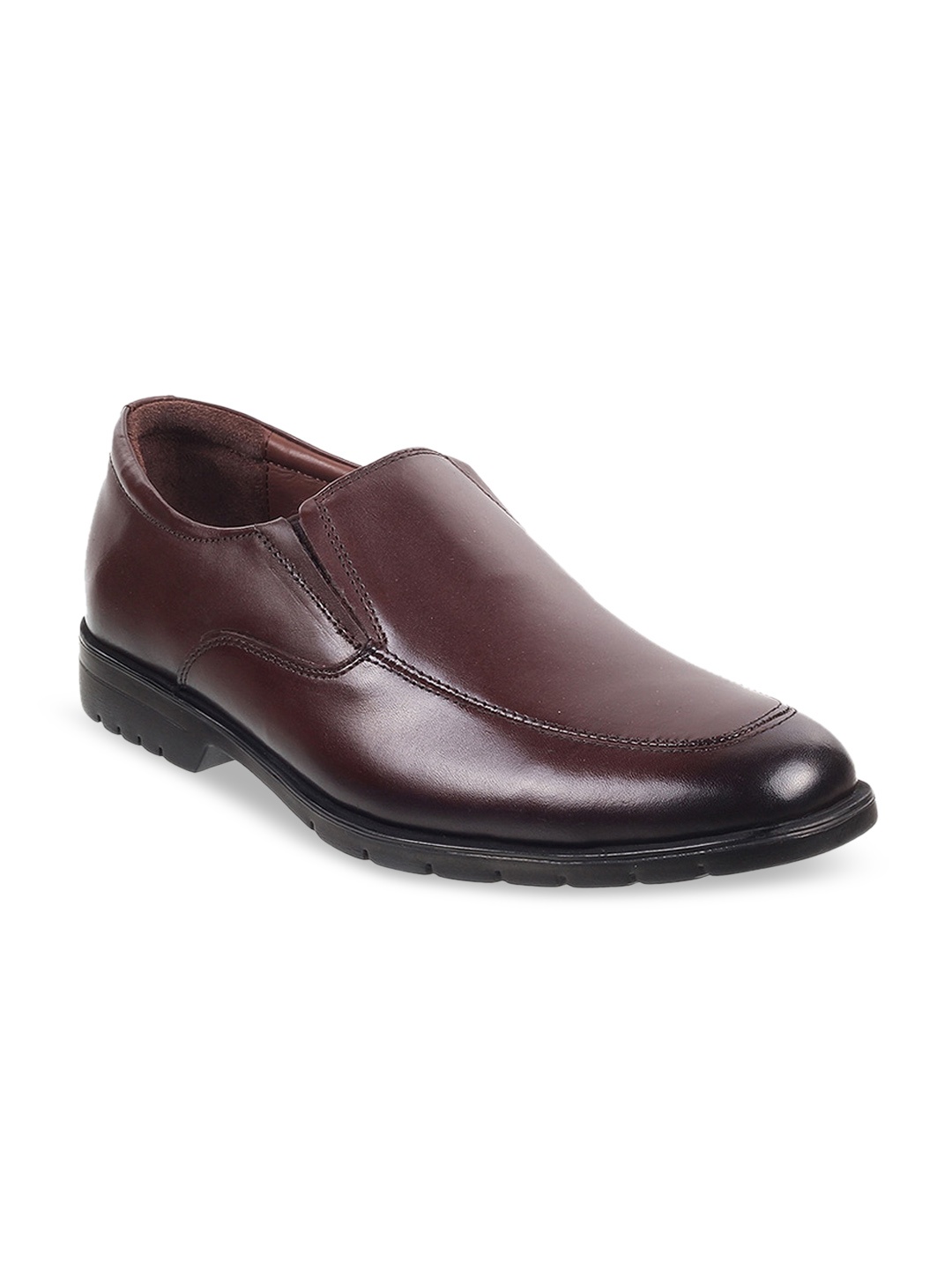 

Mochi Men Brown Solid Slip On Leather Formal Shoes