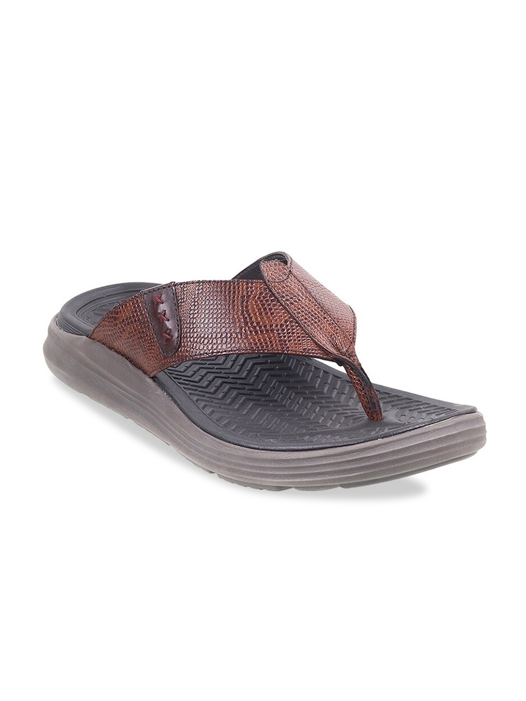 

Mochi Men Brown & Black Leather Comfort Sandals