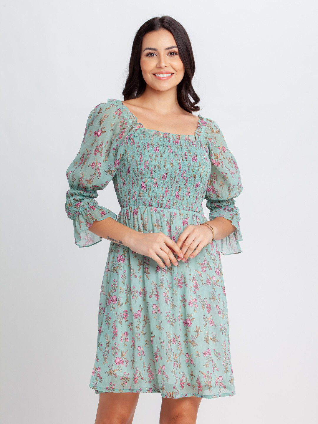 

Zink London Green Floral Dress