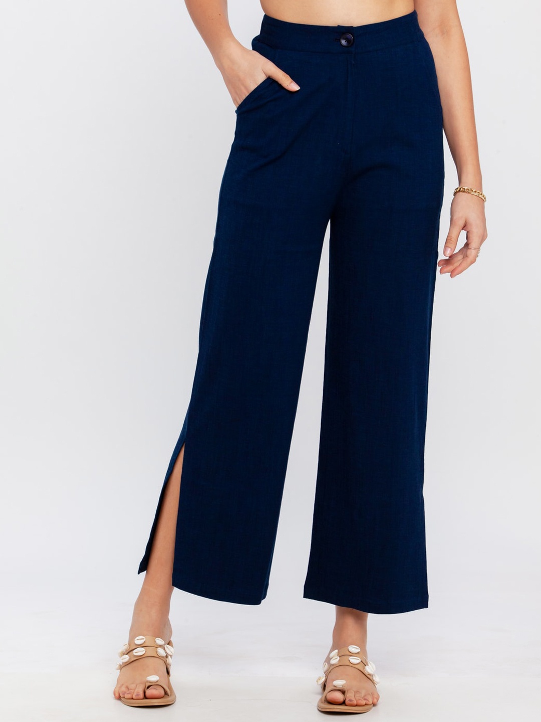 

Zink London Women Blue High-Rise Trousers