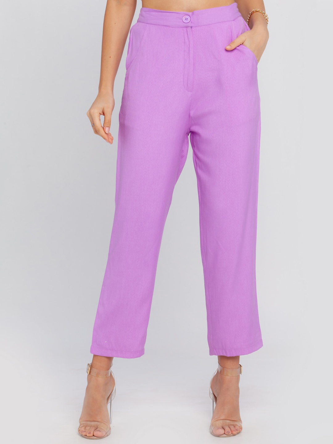 

Zink London Women Purple High-Rise Trousers