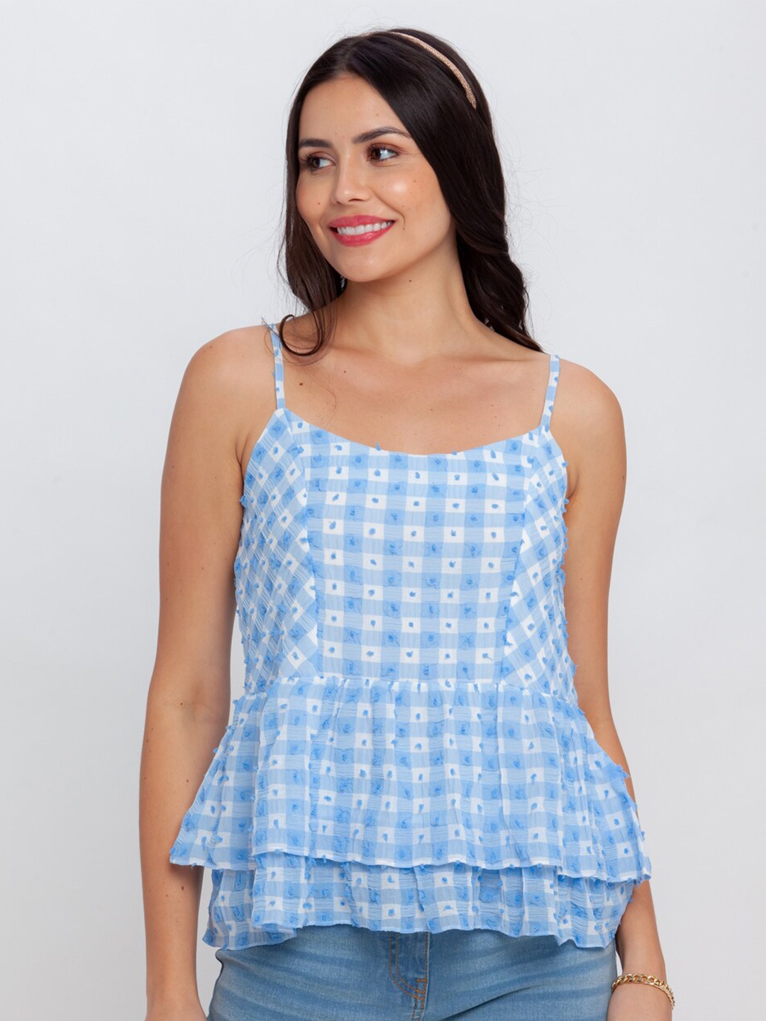 

Zink London Blue Geometric Print Top
