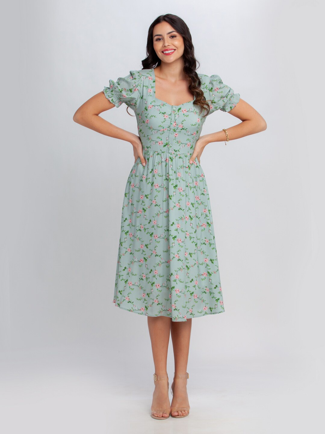 

Zink London Green Floral Midi Dress