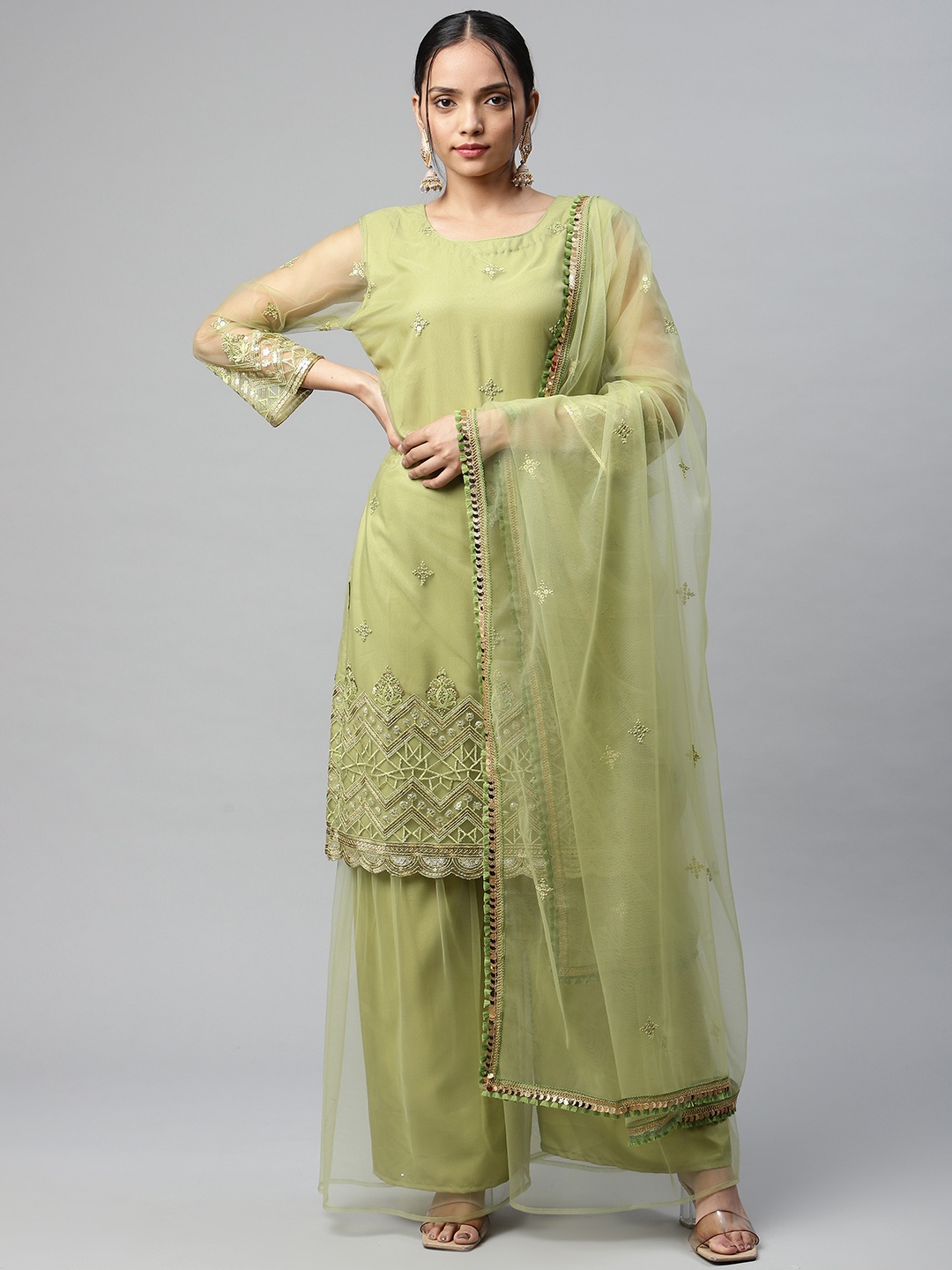 

Readiprint Fashions Green & Gold-Toned Embroidered Unstitched Dress Material
