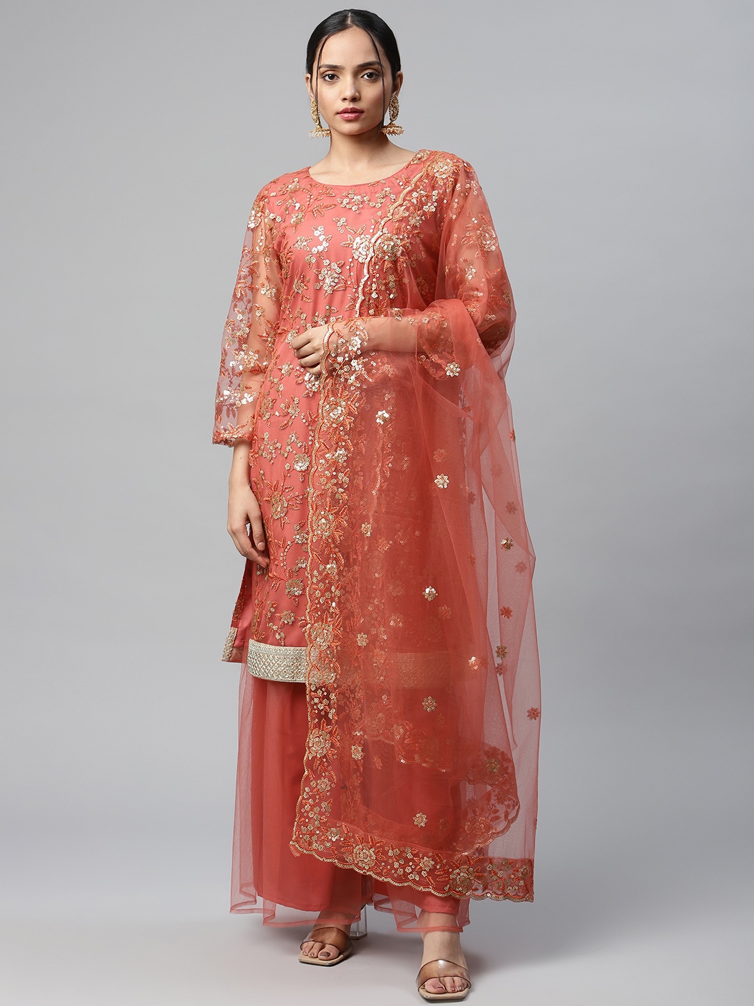 

Readiprint Fashions Red & Gold-Toned Embroidered Unstitched Dress Material