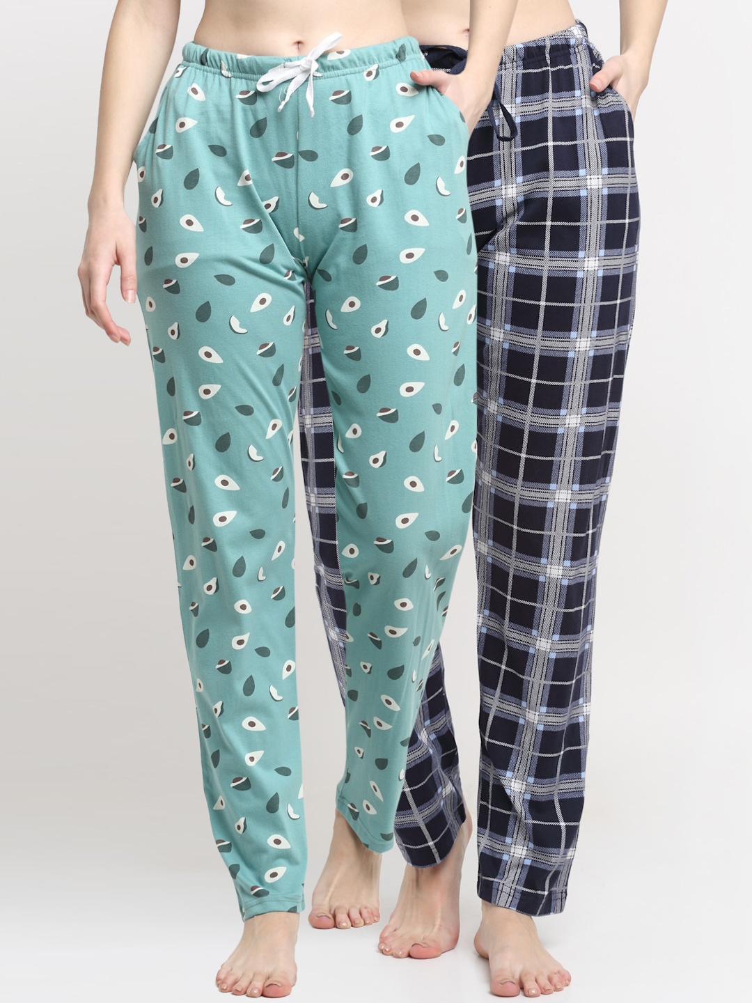 

Kanvin Women Pack Of 2 Pure Cotton Lounge Pants, Green