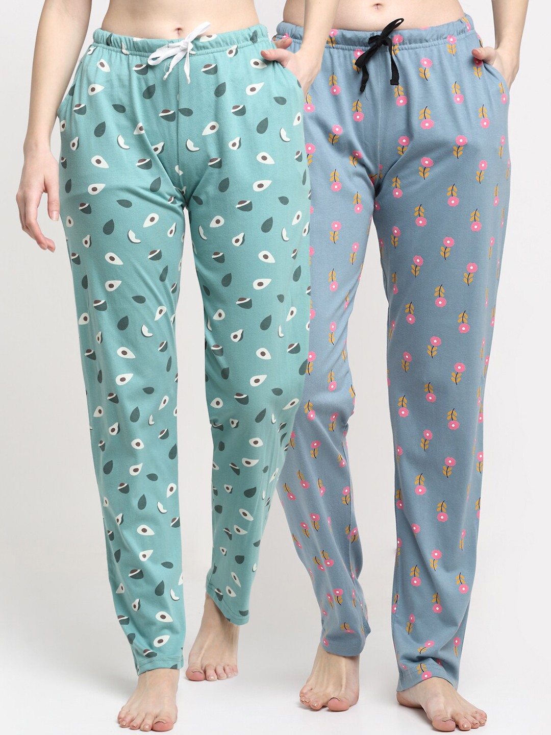 

Pack of 2 Kanvin Women Green Printed Lounge Pants