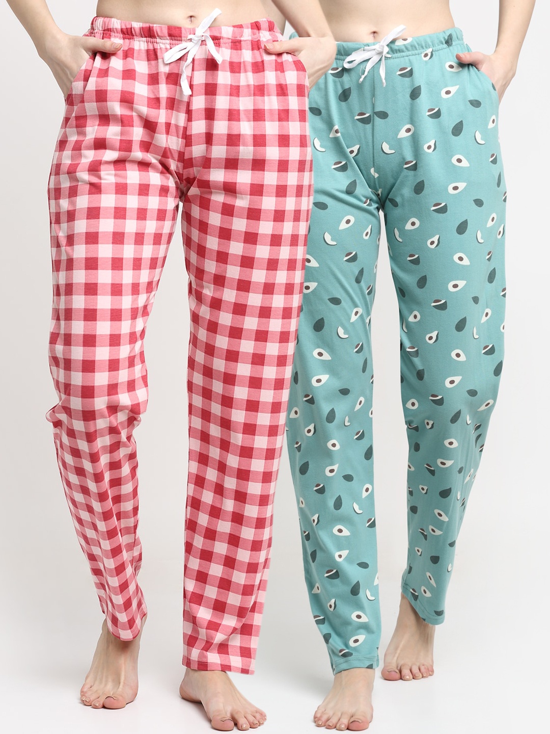 

Kanvin Women Pack Of 2 Pure Cotton Lounge Pants, Sea green