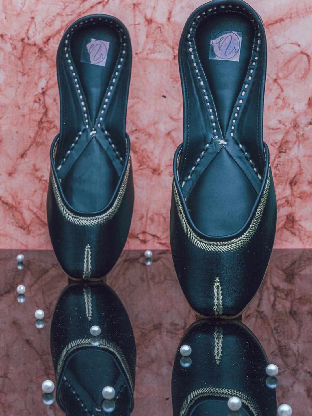 

NR By Nidhi Rathi Women Black Mojaris Flats