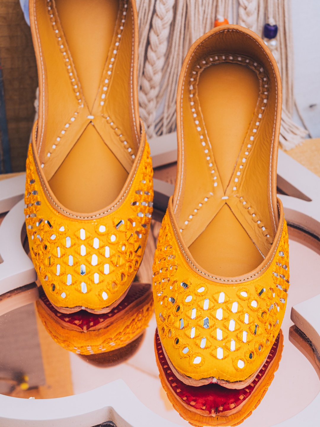 

NR By Nidhi Rathi Women Yellow Mojaris Flats