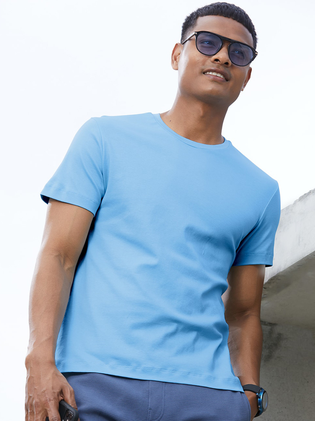 

DaMENSCH Premium Cotton Regular Fit T-Shirt, Blue