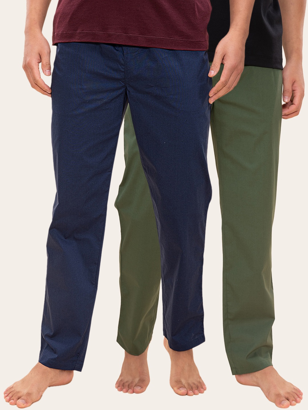 

DAMENSCH Men Pack of 2 Stretchable Cotton Regular Fit Lounge Pants, Navy blue
