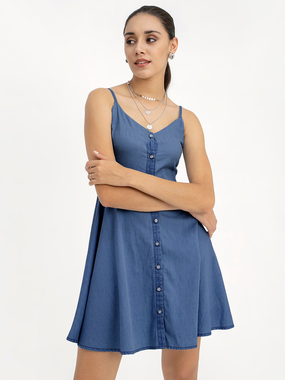 

CLOSETHOOK Blue Denim Dress