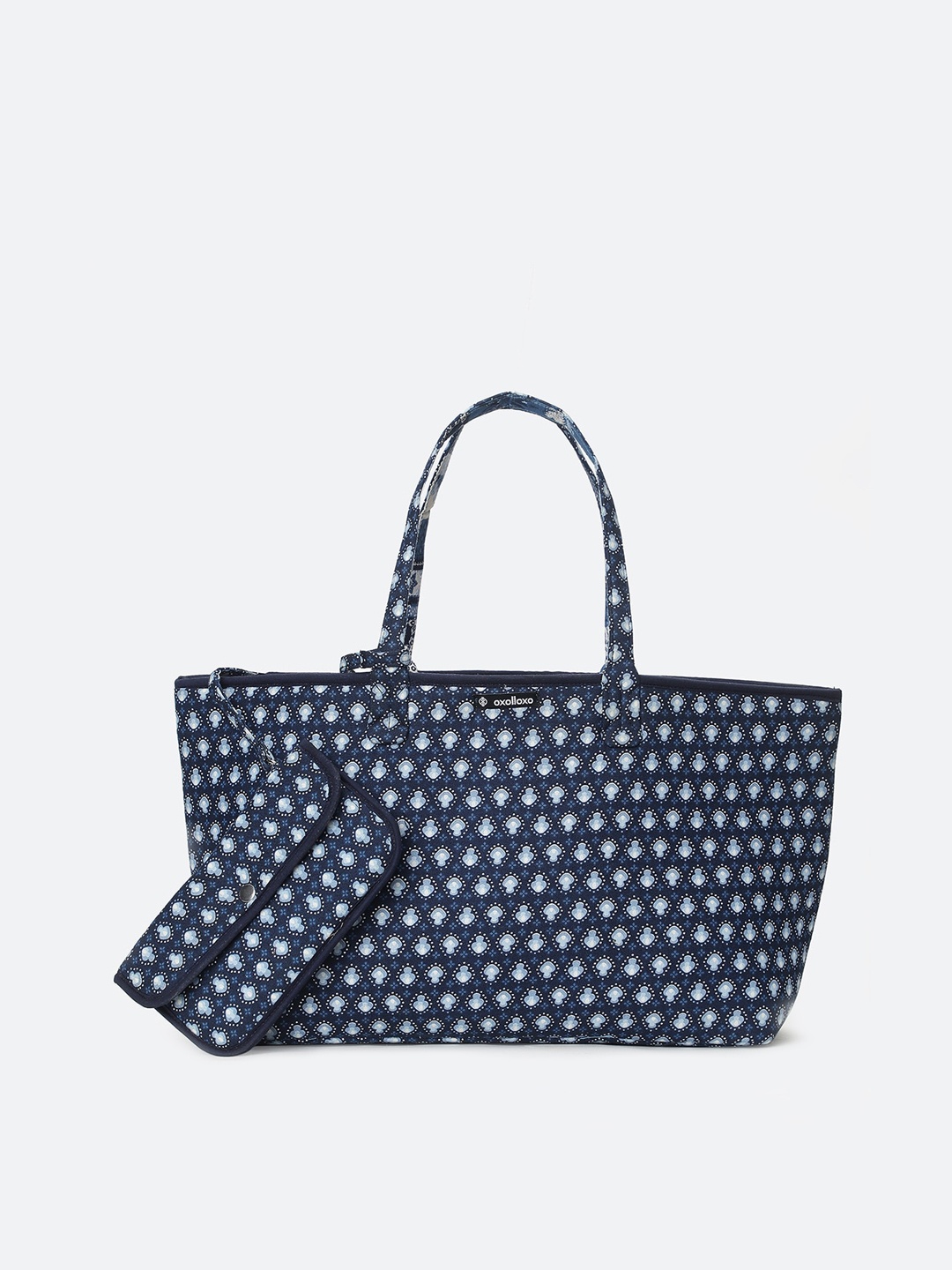 

Oxolloxo Blue Geometric Textured Oversized Structured Hobo Bag with Quilted