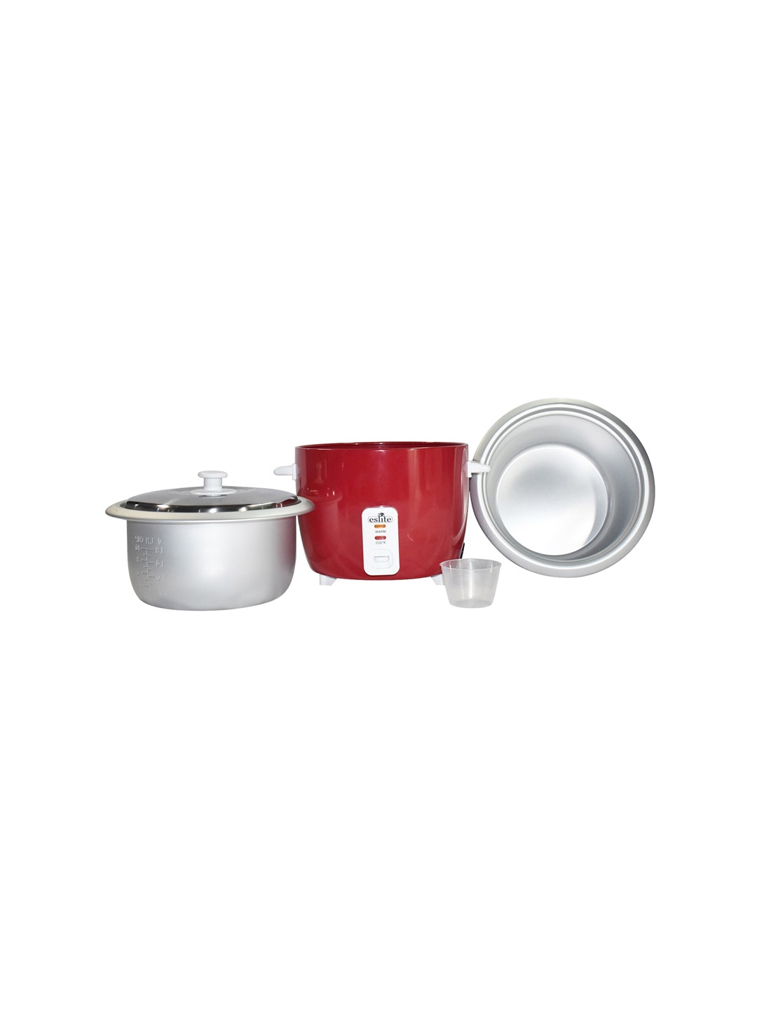 

Eslite Red Rice Cooker With 2 Cooking Pans Measuring Cup Rice Spoon 1.8 Ltr