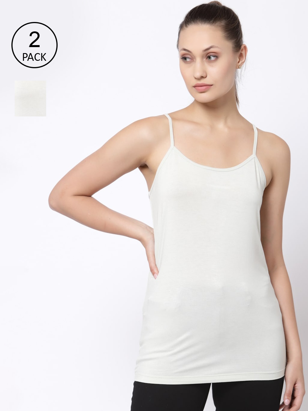 

YOONOY Women Pack of 2 Cream-Coloured Anti-odor Camisoles