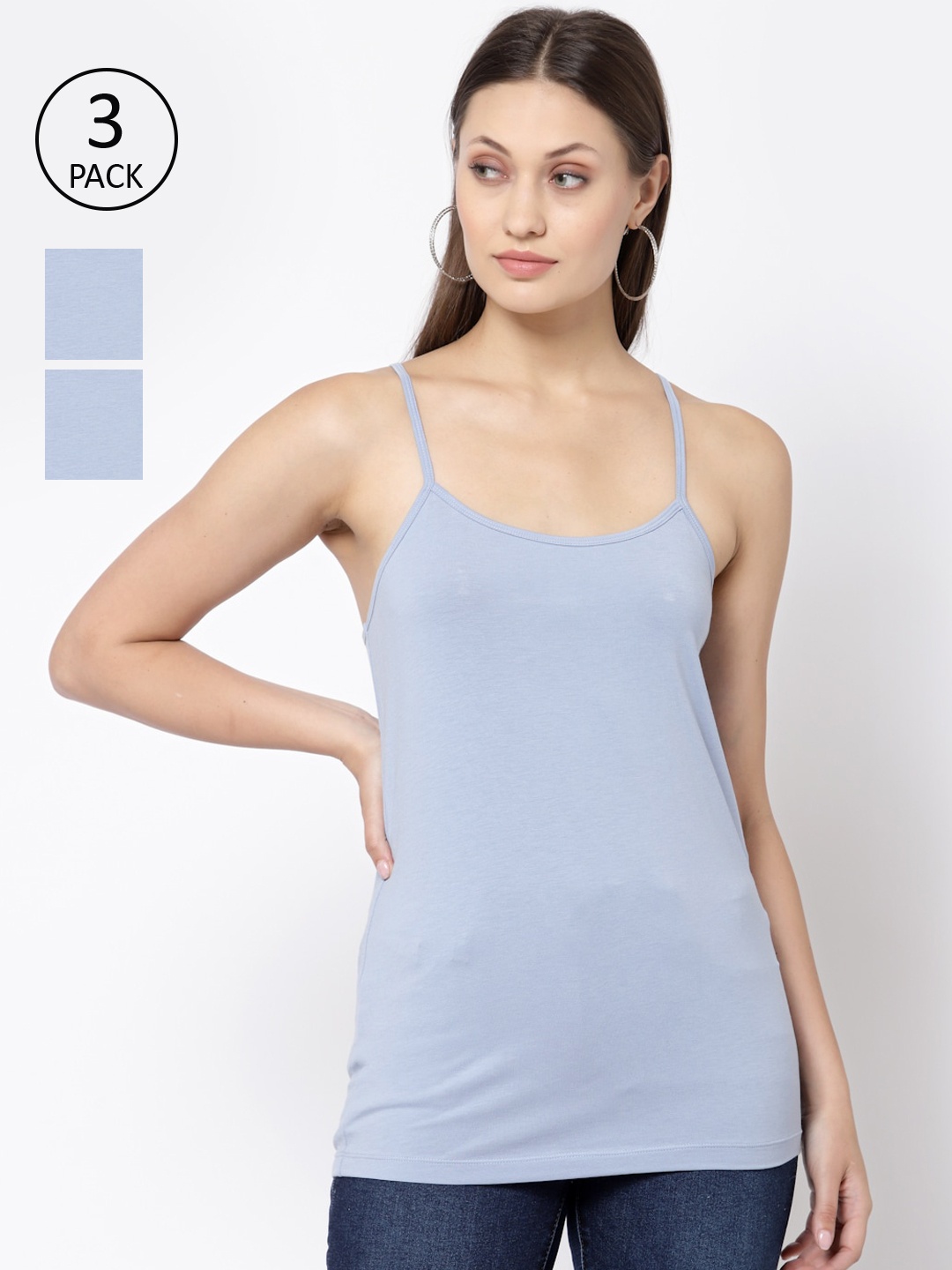 

YOONOY Women Pack Of 3 Solid Anti-Odor Camisole, Blue
