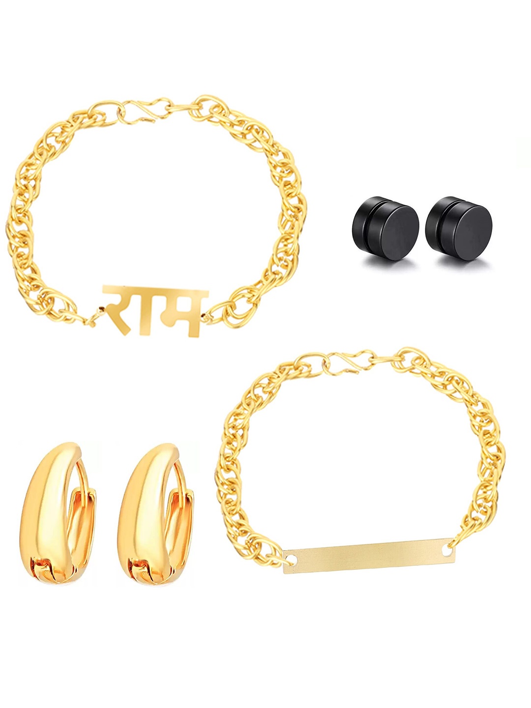 

Goldnera Men Pack of 4 Black Gold-Plated Charm Bracelet