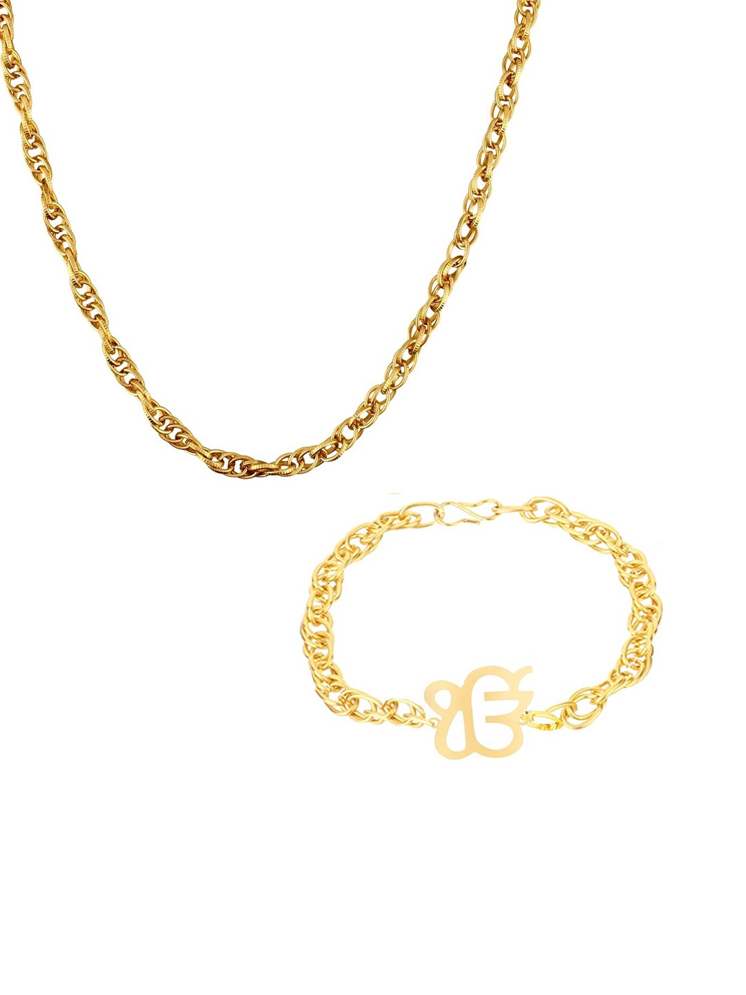 

Goldnera Men Pack Of 2 Gold-Toned Chain & Charm Bracelet