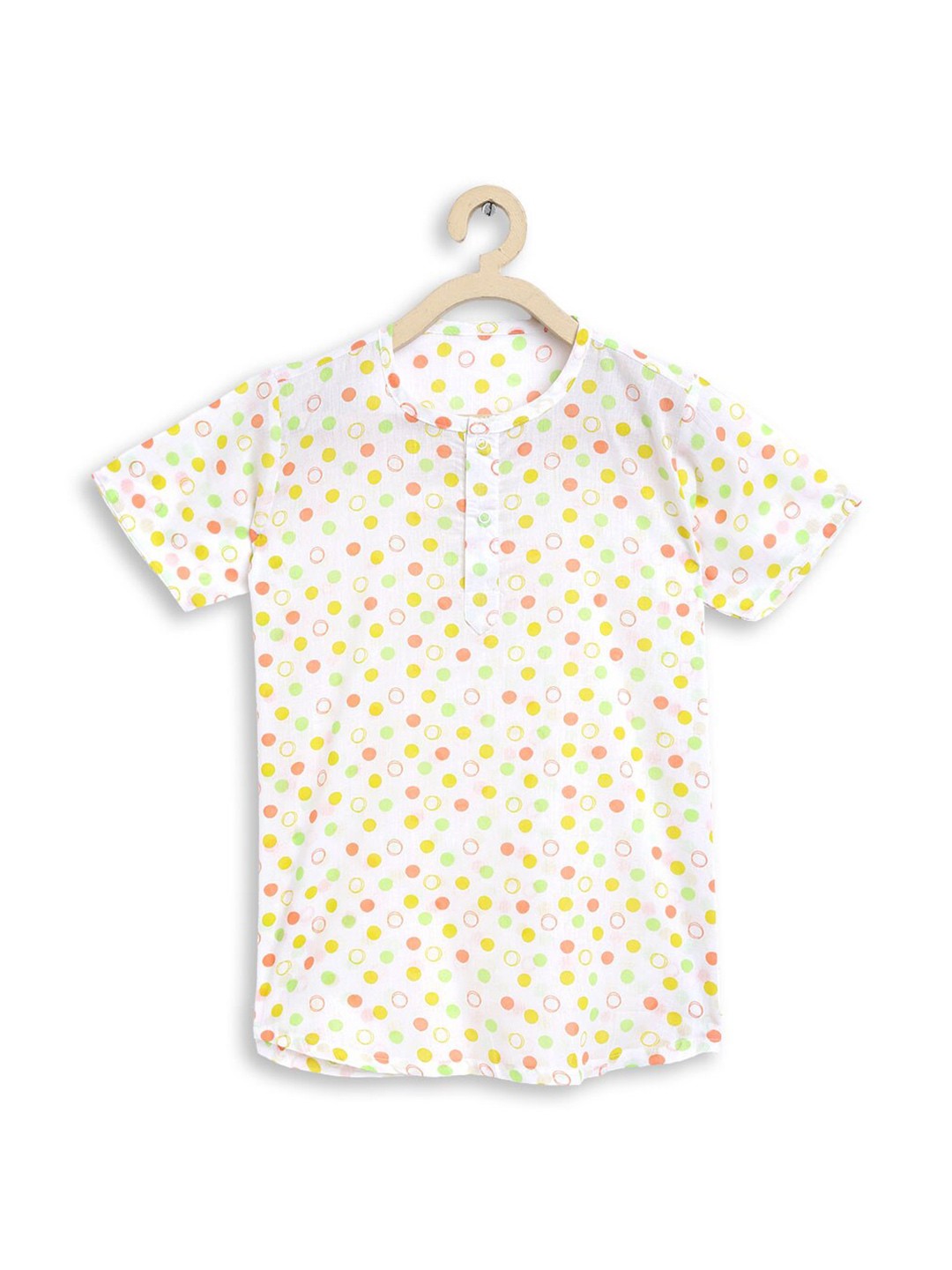 

SuperBottoms Unisex Kids White & Green Geometric Printed Sustainable Kurta