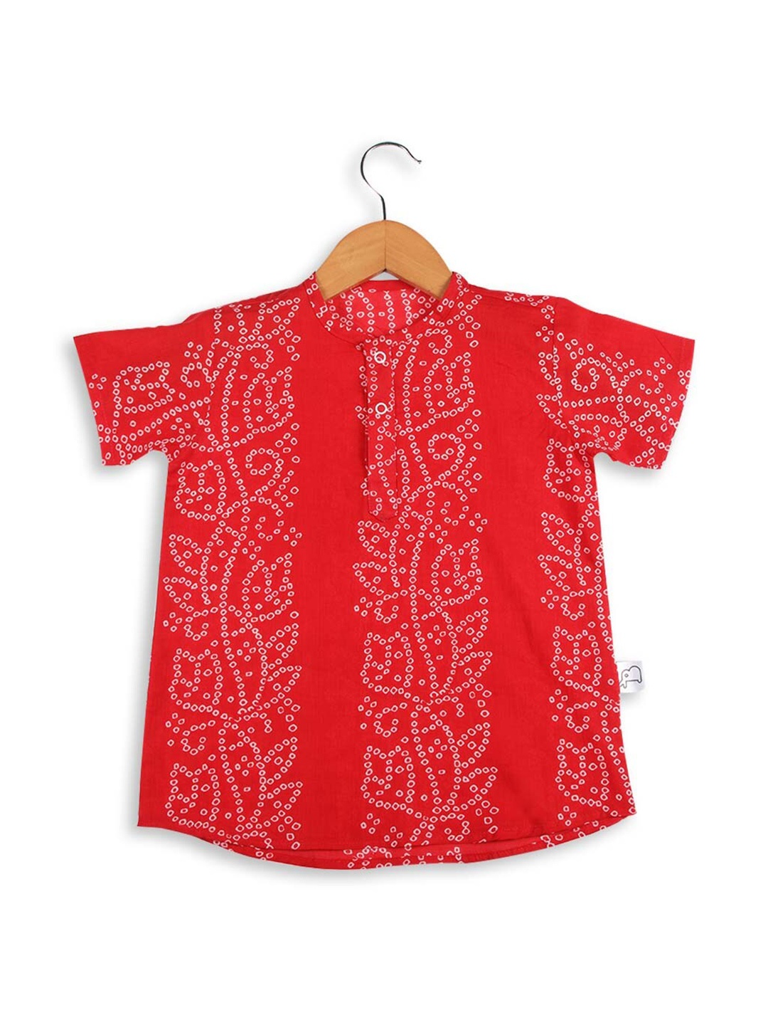 

SuperBottoms Unisex Kids Maroon Bandhani Printed Sustainable Kurta