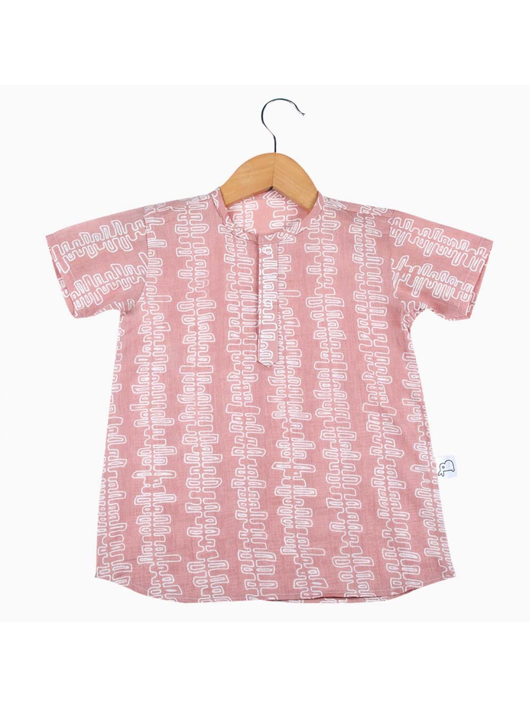 

SuperBottoms Kids Pink & White Geometric Printed Sustainable Kurta