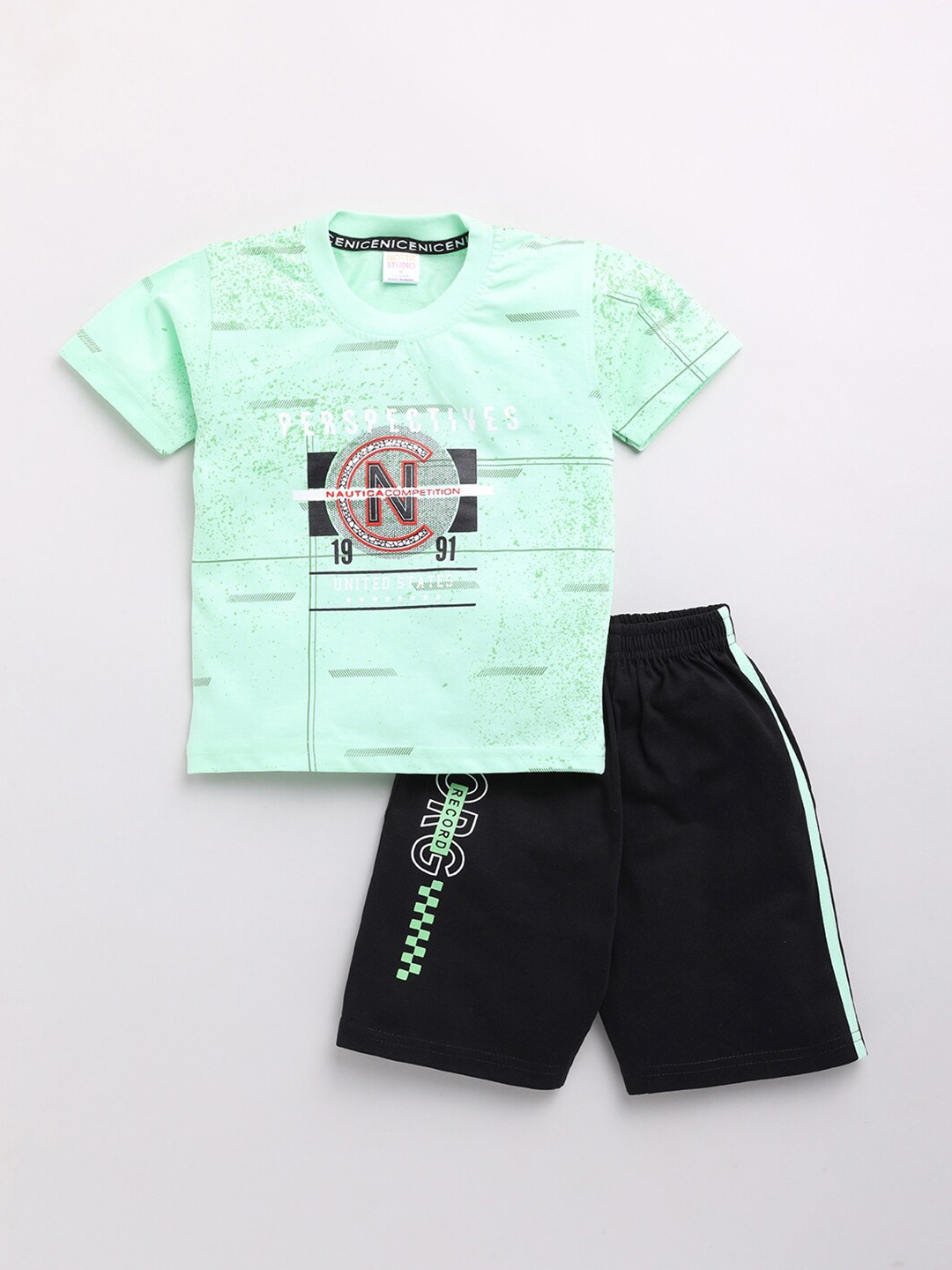 

Nottie Planet Boys Green T-shirt with Shorts