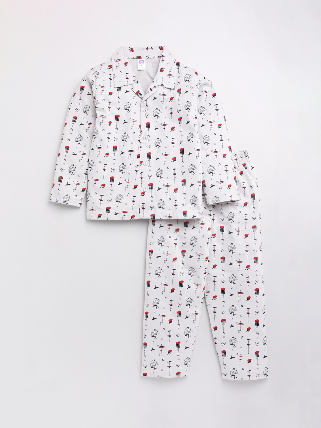 

Nottie Planet Kids Grey & Red Printed Pure Cotton Night suit