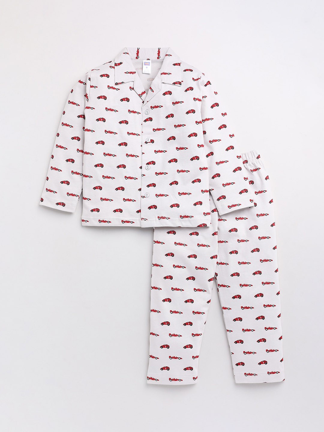 

Nottie Planet Kids Grey & Red Printed Cotton Night suit