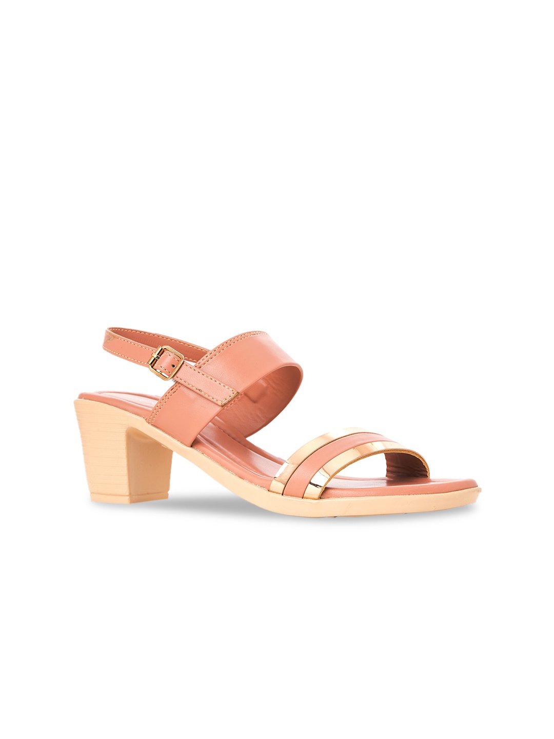 

Khadims Pink Colourblocked Party Platform Sandals with Buckles