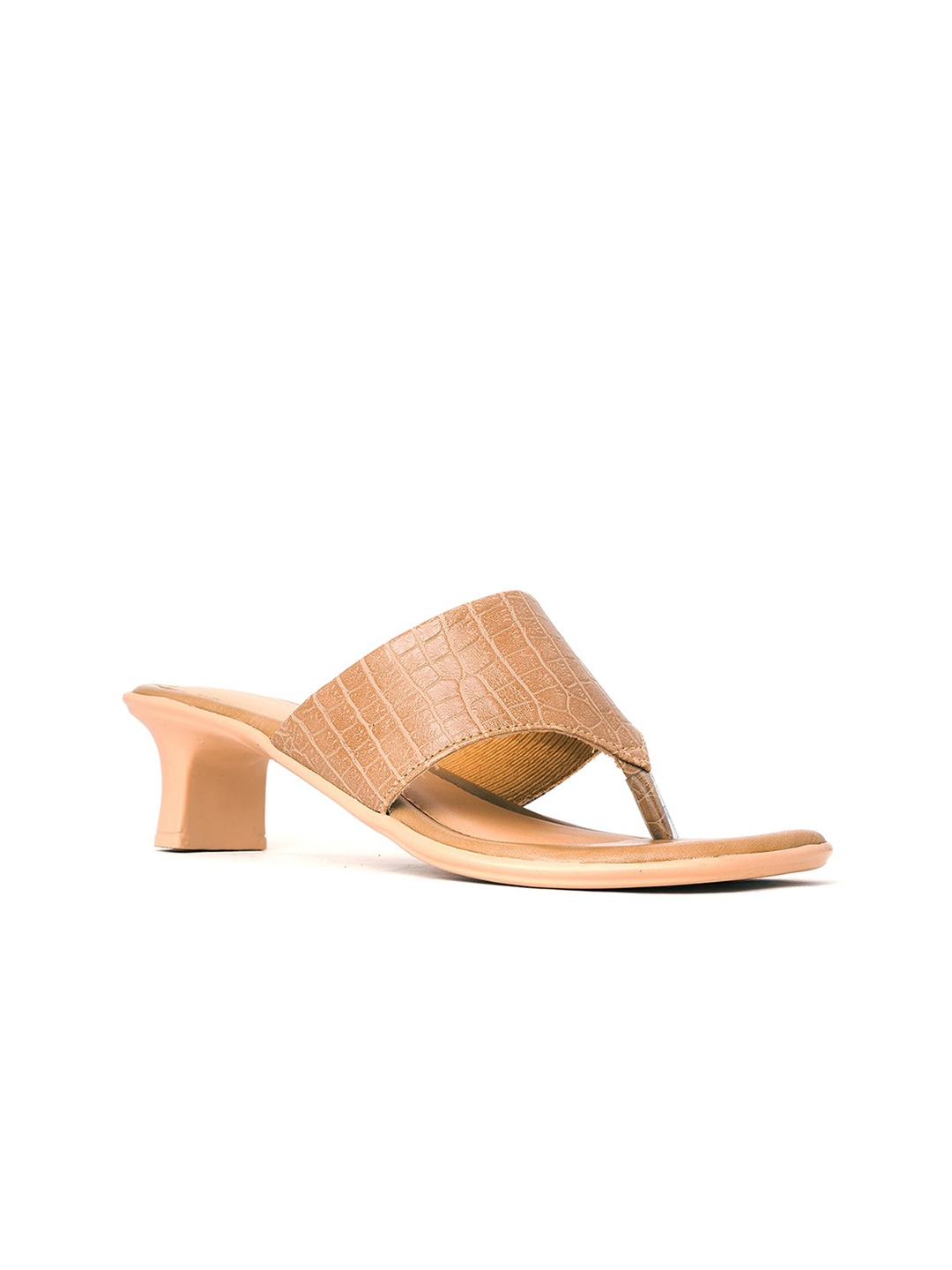 

Khadims Beige Textured Block Sandals