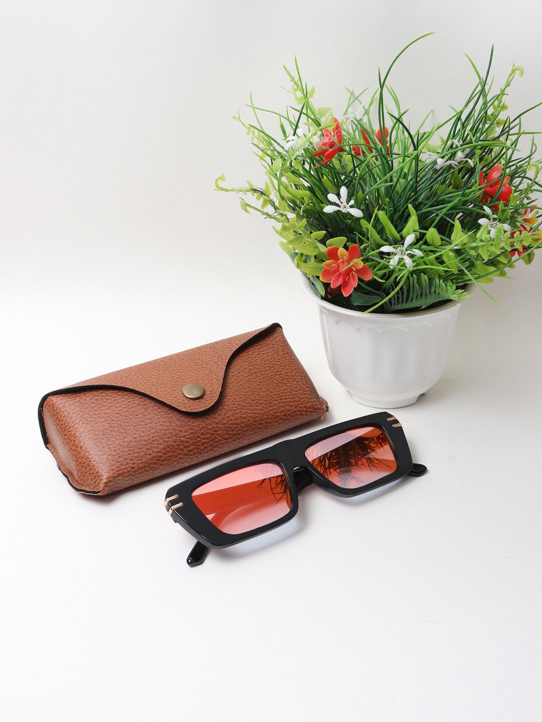 

Swiss Design Unisex Red Lens & Black UV Protected Wayfarer Sunglasses SDSG-11945-02