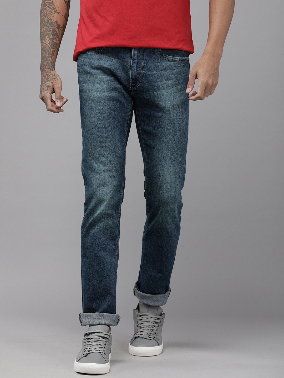 

BEAT LONDON by PEPE JEANS Men Blue Slim Fit Heavy Fade Stretchable Jeans