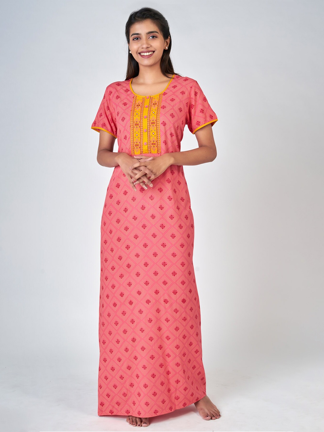 

Maybell Pink Printed Maxi Nightdress